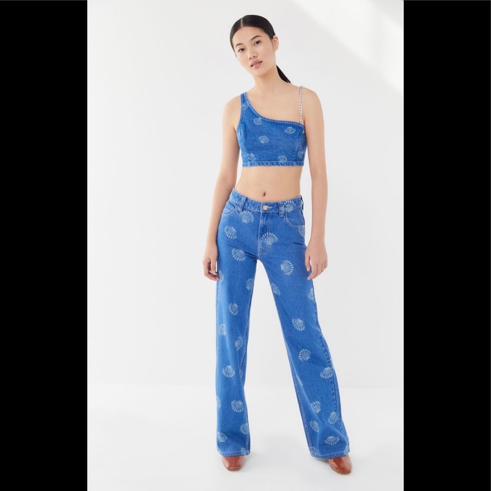 NWT Urban Outfitters Sz 29 Shell Print Flare Jeans